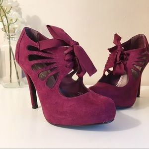 Jewel Tone Purple Lace Up Booties, Sz 6